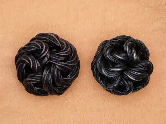 Extruded Celluloid Black Noodle Knot Early Plastic Vintage Button Various 26-28mm