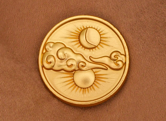 Moon Sun Clouds Celestial Gold Metal Button 20mm