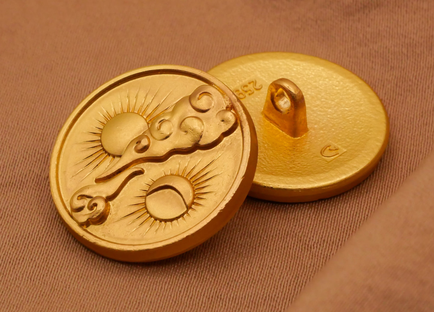 Moon Sun Clouds Celestial Gold Metal Button 20mm