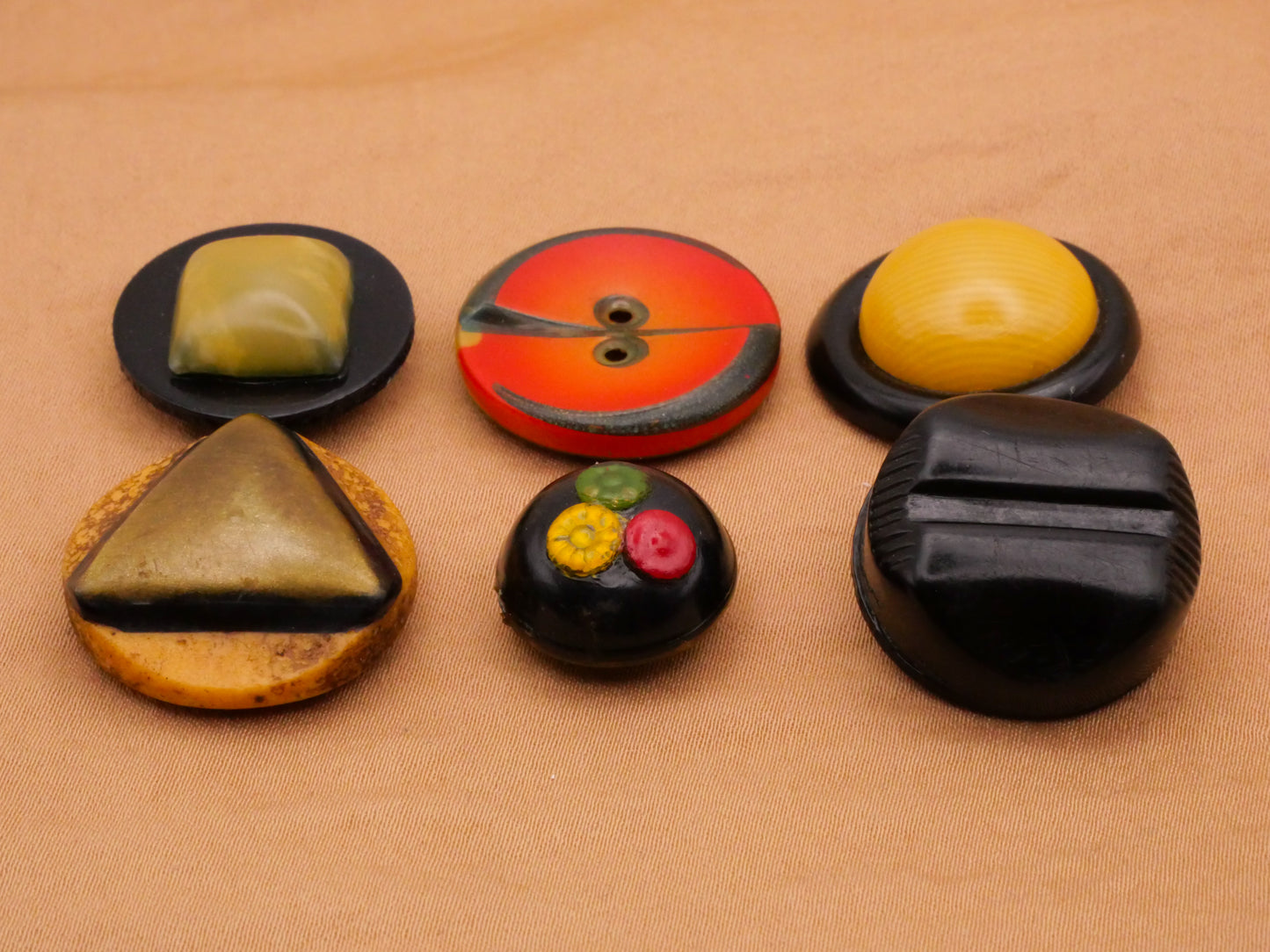 Celluloid Tight Top Bubble Orange Red Yellow Black Button Various 16-23mm