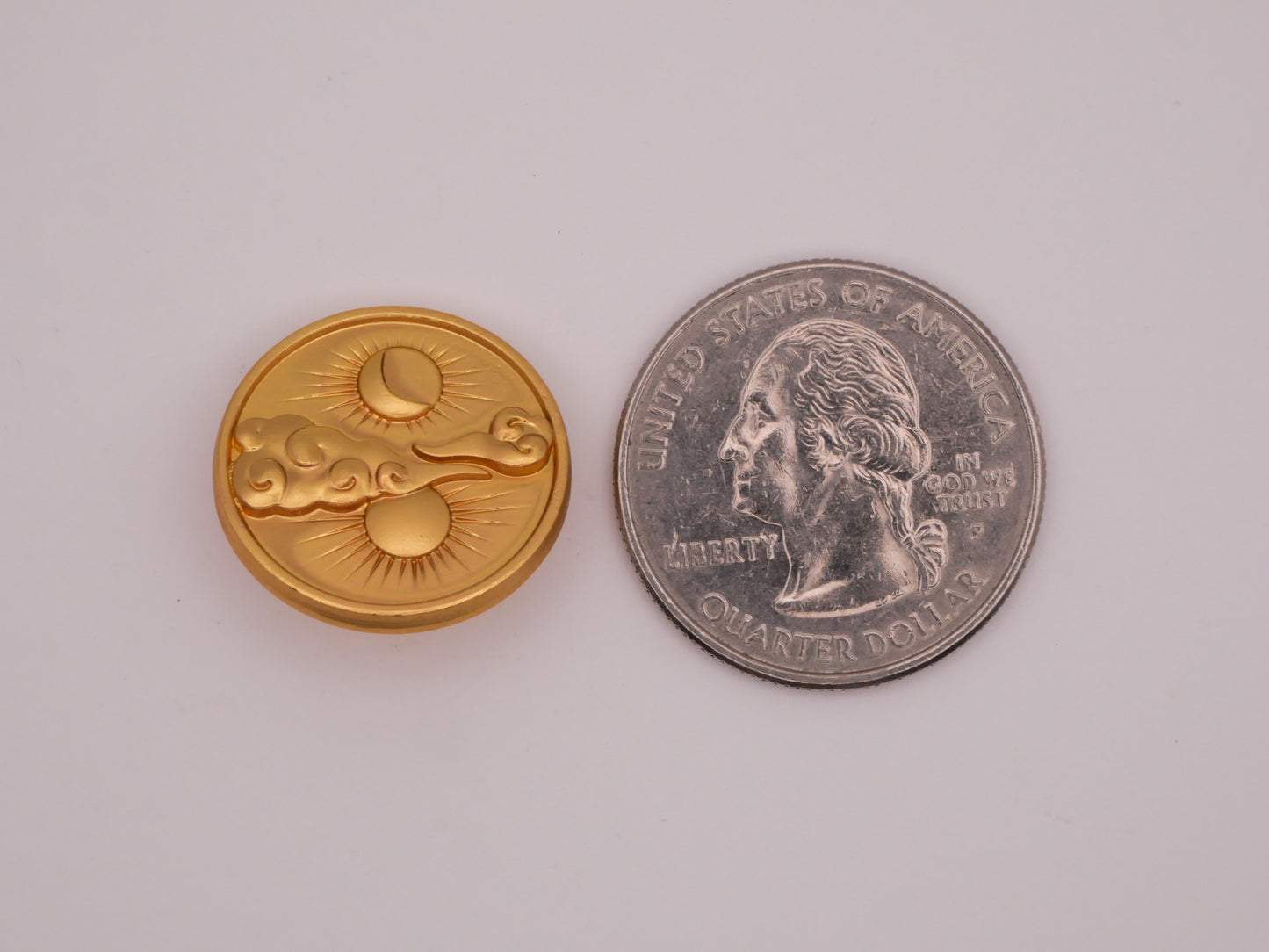 Moon Sun Clouds Celestial Gold Metal Button 20mm