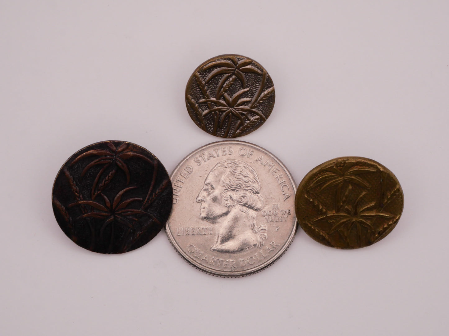 Tropical Palm Grass Antique Metal Button Various 16-21mm