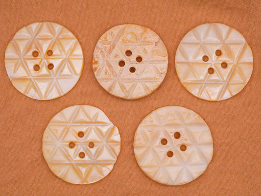 Mother of Pearl Star of David Carved Vintage Shell Button Various 26mm