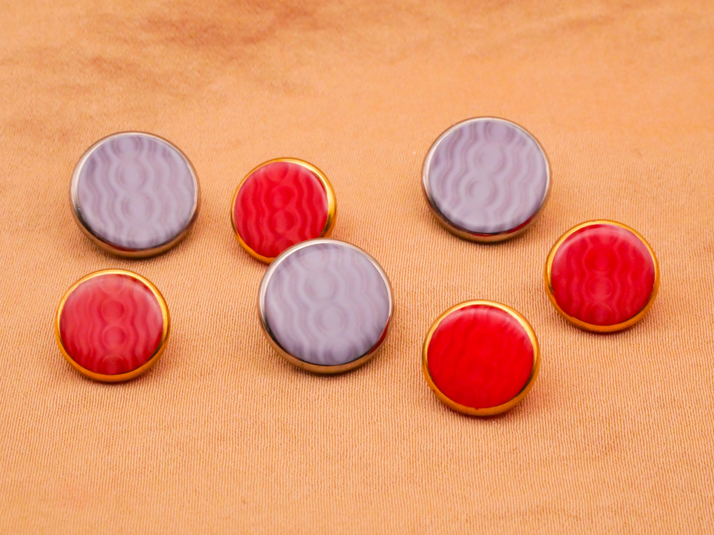 Knit Design In Glass DIG DUG Purple Red Vintage Button Various 11-13mm