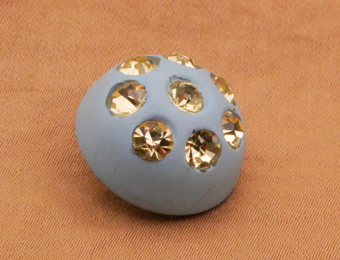 Baby Blue Rhinestone Dome Vintage Plastic Button 18mm