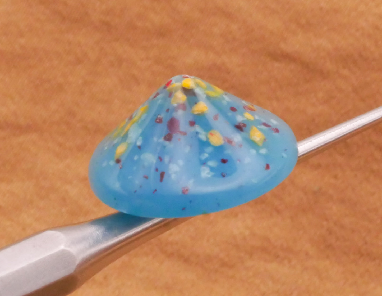 Conical Spatter Paint Blue Vintage Plastic Button 15mm