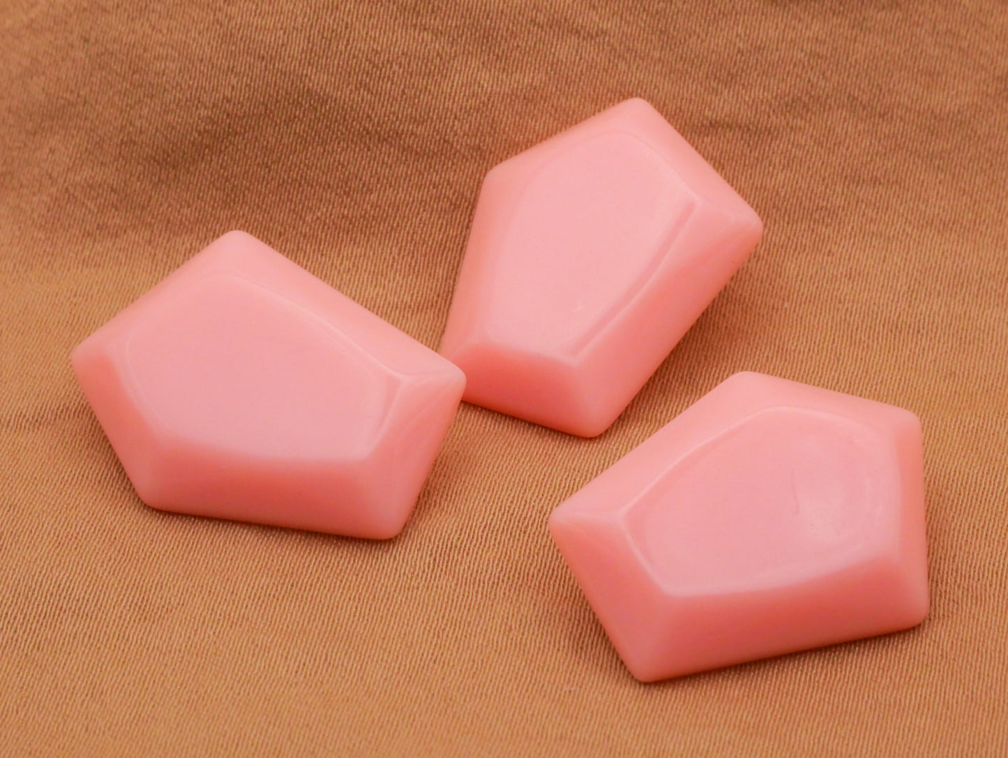 Faceted Gemstone Confetti Vintage Pink Plastic Button 17x23mm