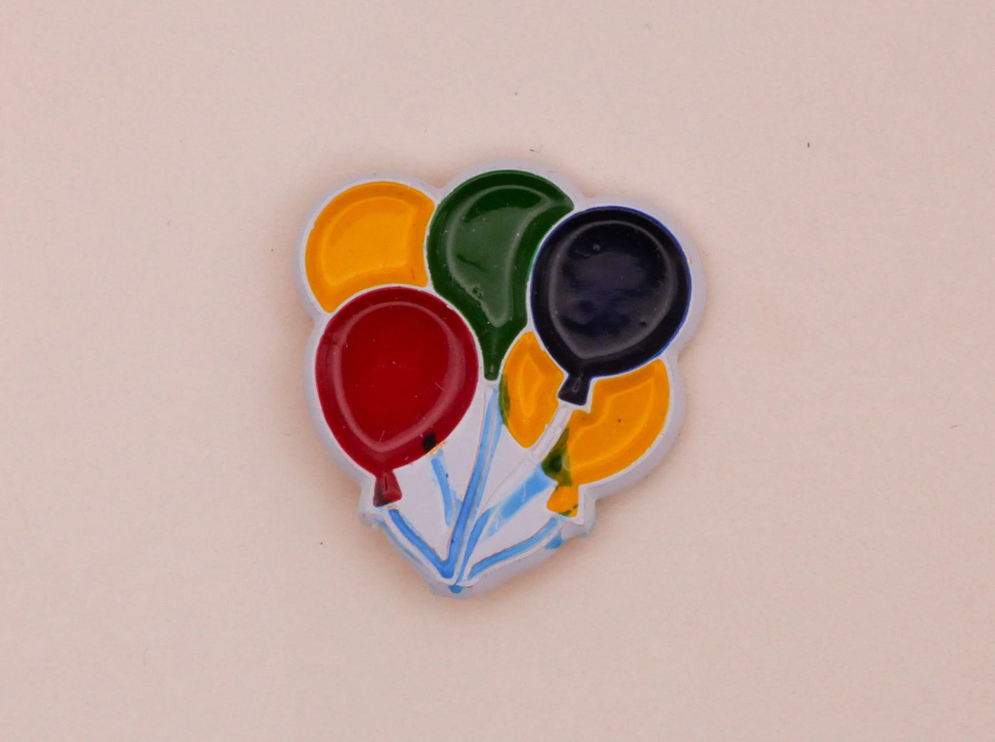 Balloon Primary Color Hand-Painted Enamel Metal JHB Carded Pair of Buttons 14x15mm