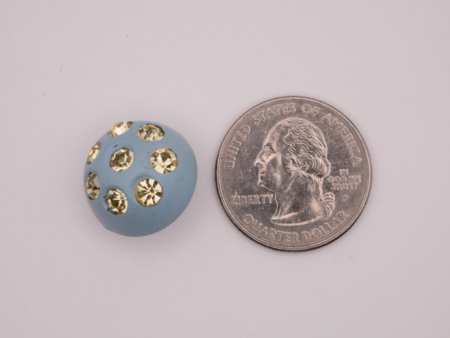 Baby Blue Rhinestone Dome Vintage Plastic Button 18mm