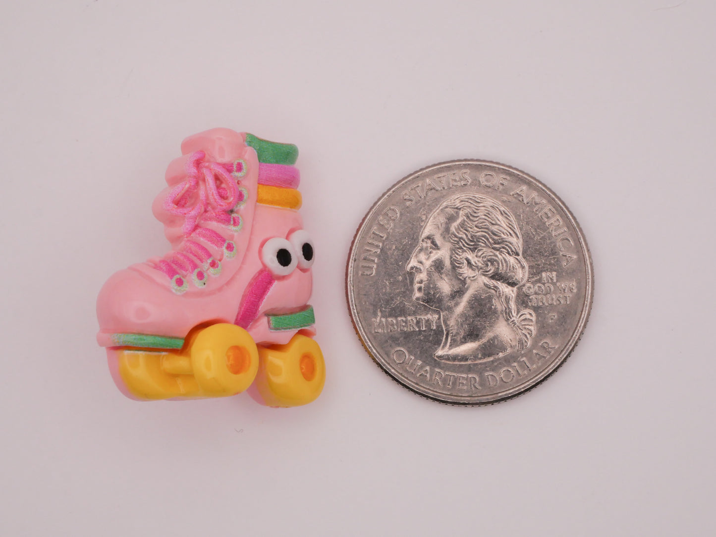 Roller Skate Pink Stripes Eyes Plastic Button 24x26mm