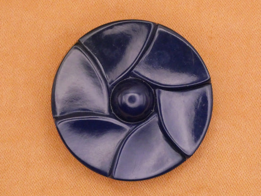 Pinwheel Swirl Navy Blue Marbled Plastic Vintage Button 29mm