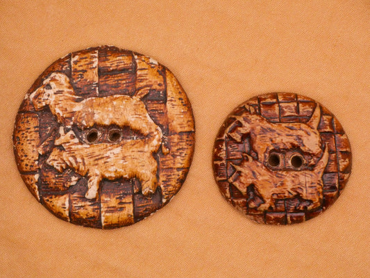 Scottie Dog Syroco Molded Wood Antique Button Various 22mm 29-38mm