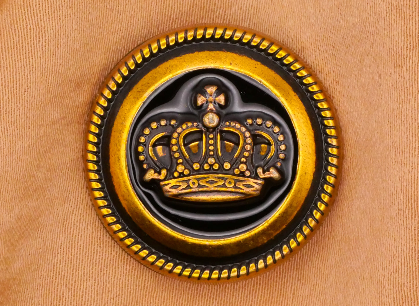 Crown Black Enamel Golden Silver Metal Button Various 23mm