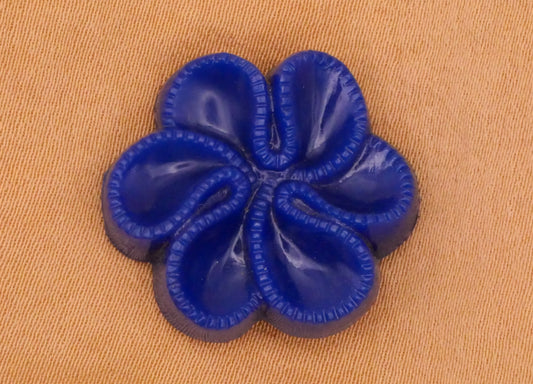 Flower Ribbon Zipper Look Blue Vintage Plastic Button 22mm