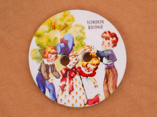 London Bridge Kids Nursery Rhyme Wood Sew-Thru Button 30mm