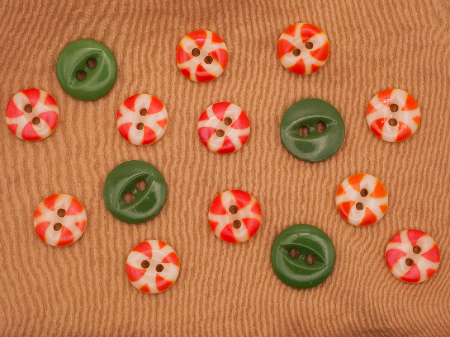 China Orange Green Antique Button Various 12-14mm