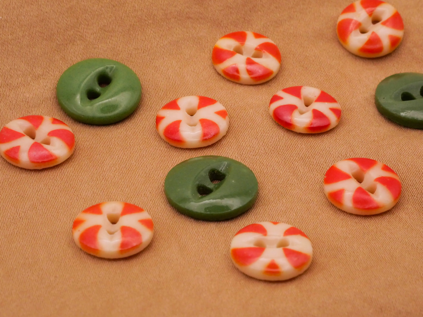 China Orange Green Antique Button Various 12-14mm