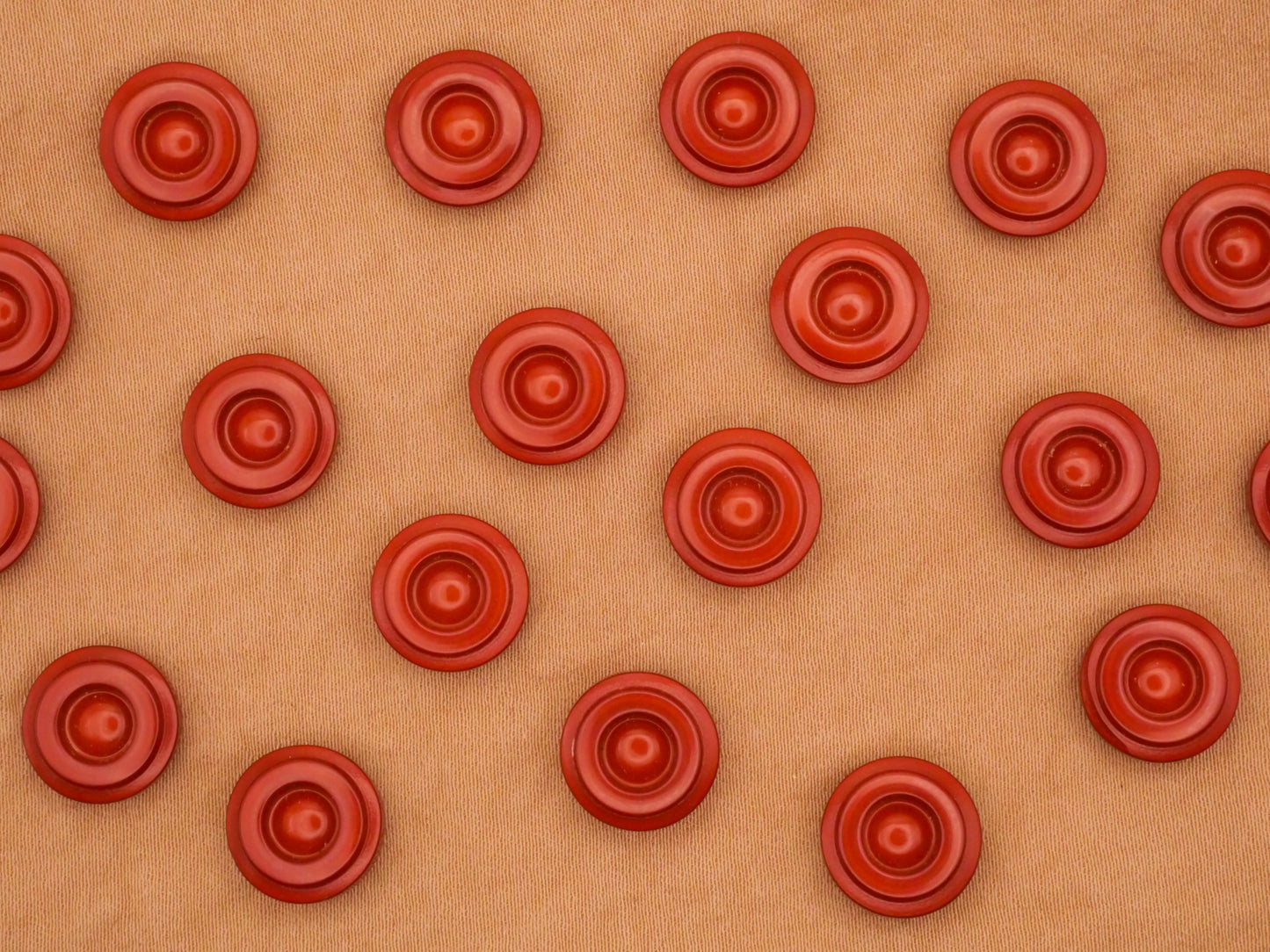 Rust Orange Red Vintage Plastic Set of Five Buttons 11mm