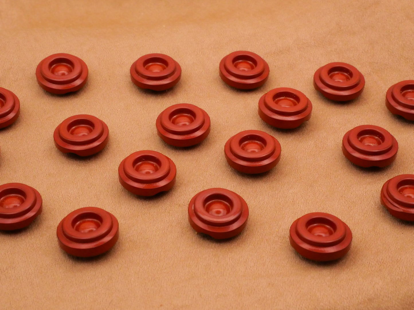 Rust Orange Red Vintage Plastic Set of Five Buttons 11mm