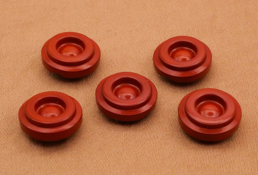 Rust Orange Red Vintage Plastic Set of Five Buttons 11mm