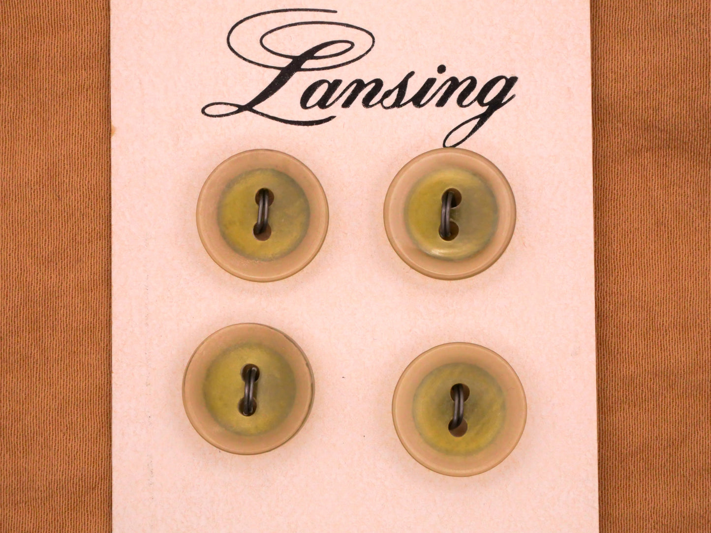 Olive Green Vintage Plastic Lansing Carded Buttons Various 13-15mm