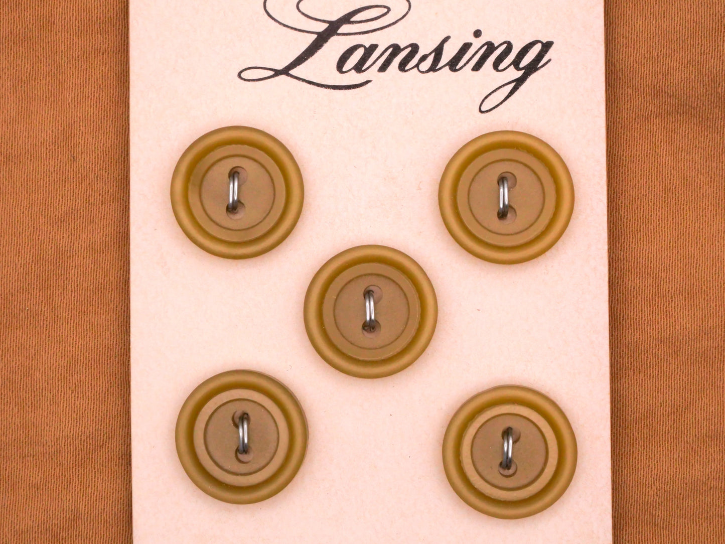 Olive Green Vintage Plastic Lansing Carded Buttons Various 13-15mm