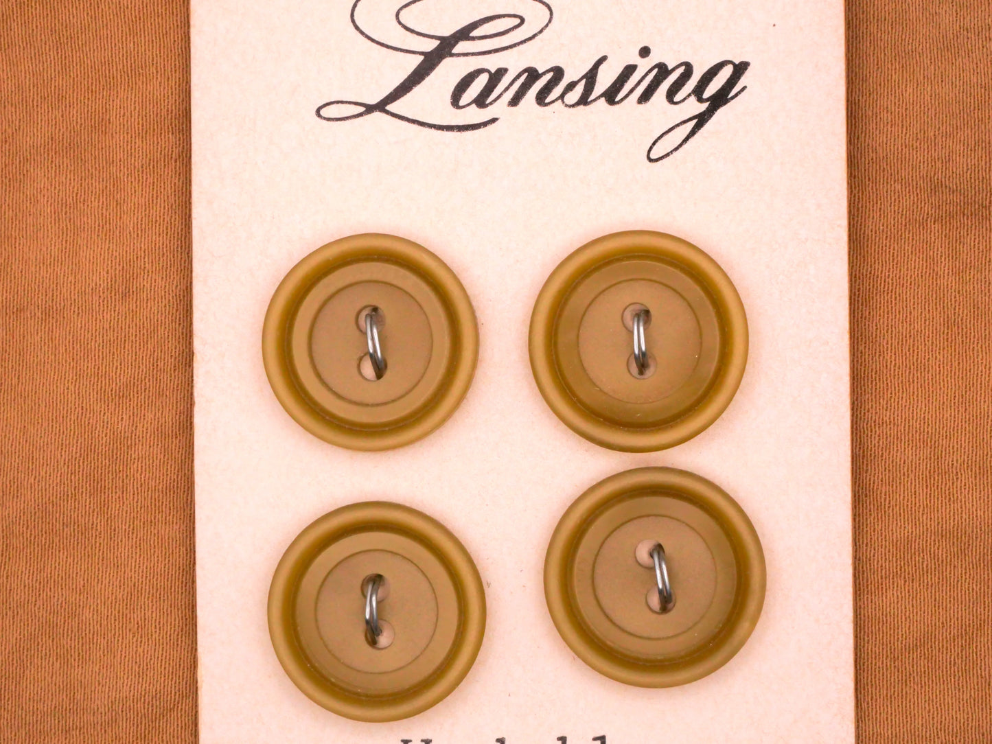 Olive Green Vintage Plastic Lansing Carded Buttons Various 13-15mm