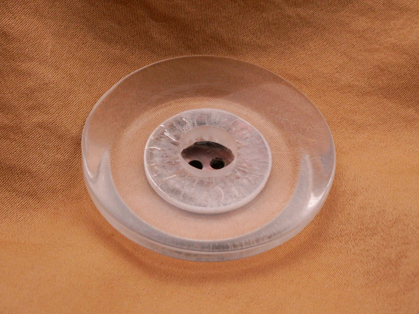 Lucite Sun Star Carved Smokey Mother of Pearl Large Plastic Button 37mm