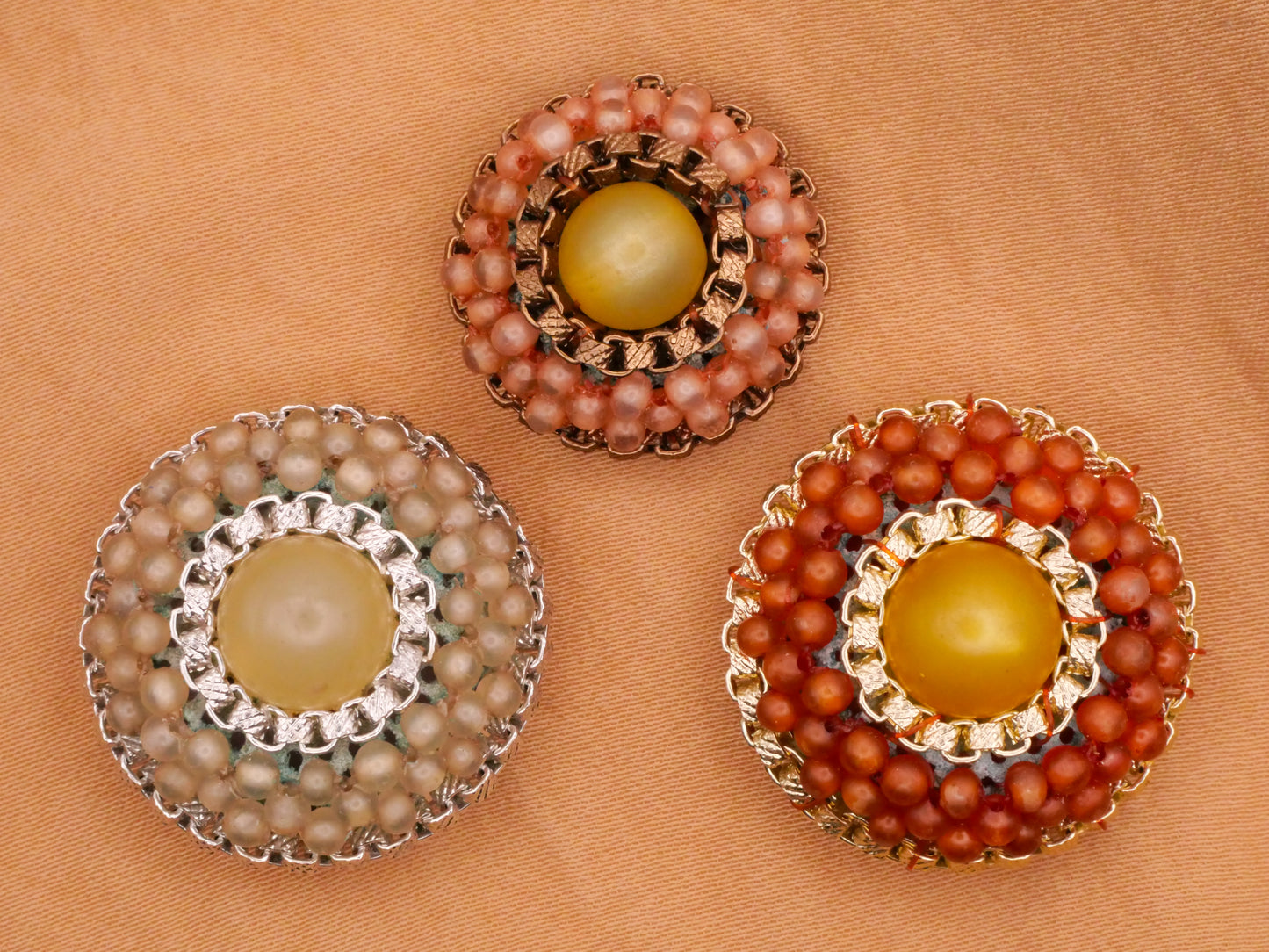 Beaded Chain Vintage Domed Plastic Button Various 21-26mm