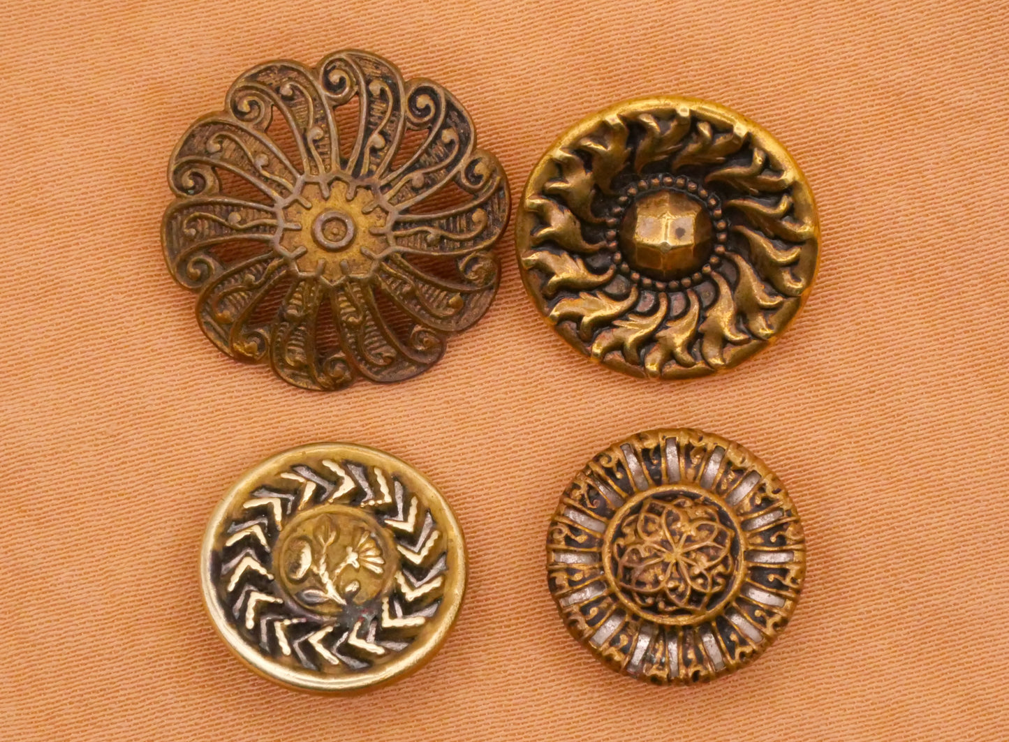 Sun Rays Celestial Antique Metal Button Various 14-18mm