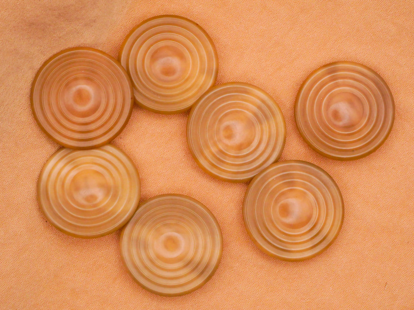 Vegetable Ivory Concentric Rings Sun Rays Tan Vintage Tagua Nut Button 22mm