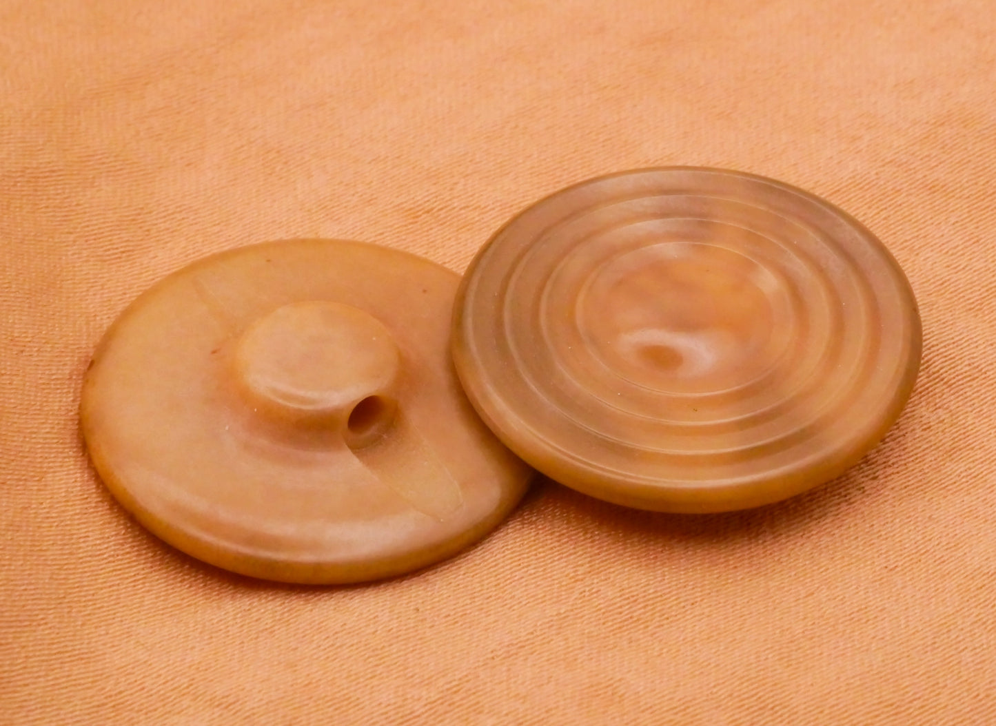 Vegetable Ivory Concentric Rings Sun Rays Tan Vintage Tagua Nut Button 22mm