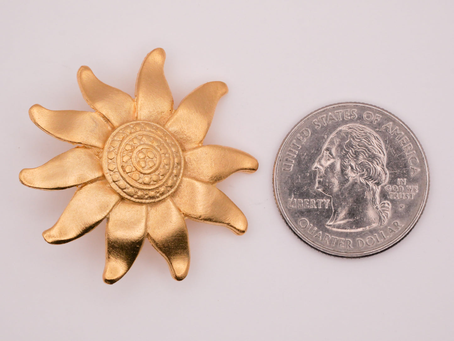 Sunflower Flower Vintage Gold Metal Large Button 38mm