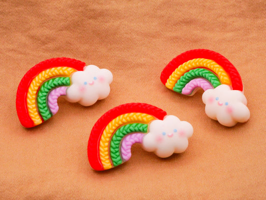 Rainbow Braid Cloud Face Plastic Button 18x30mm