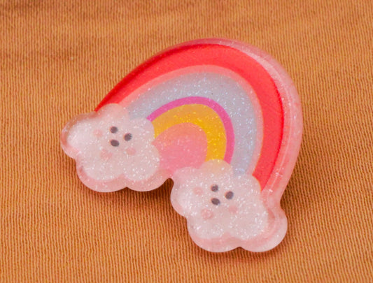 Rainbow Clouds Glitter Plastic Button 19x25mm