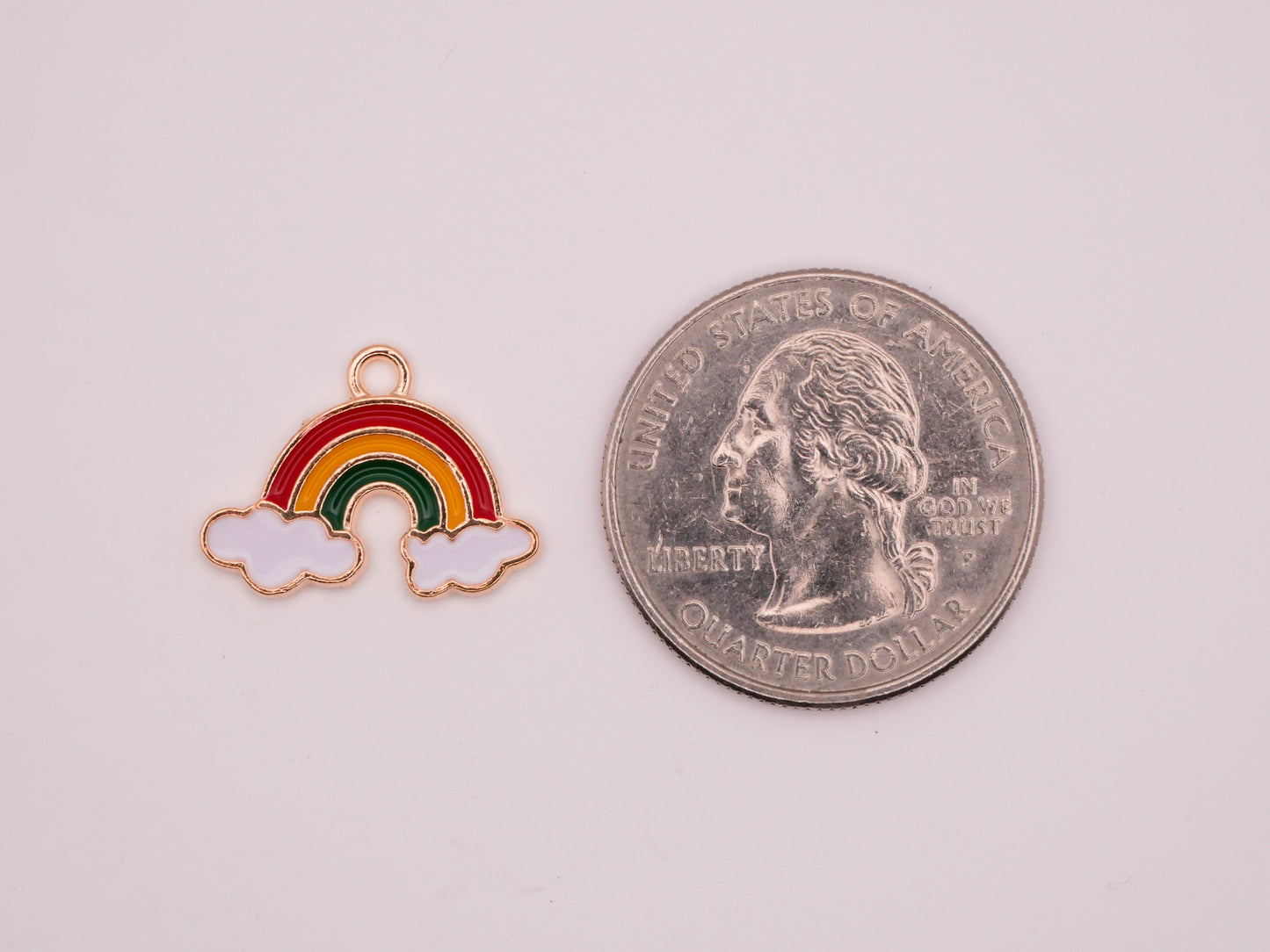 Rainbow Clouds Enamel Gold Metal Set of Five Charms Embellishments 14x19mm