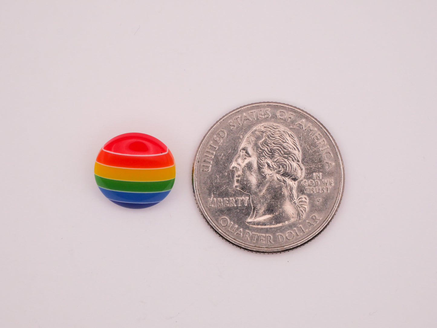 Rainbow Stripe Circle Plastic Set of Five Buttons 13mm