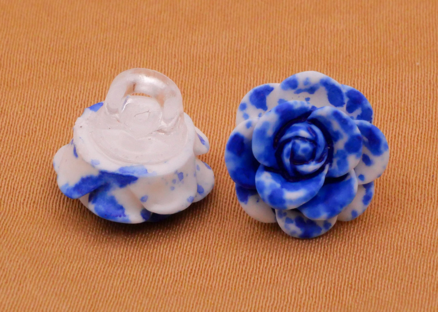 Rose Blue Tie Dye Plastic Set of Ten Buttons 13mm