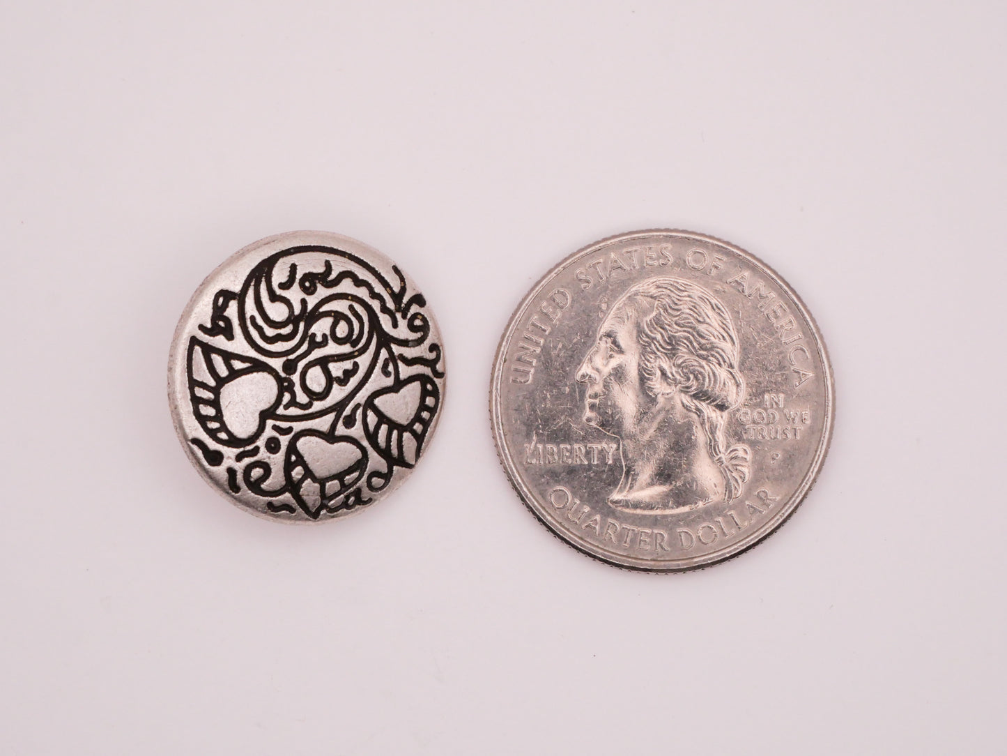 Heart Leaf Leaves Etched Metal Button 20mm