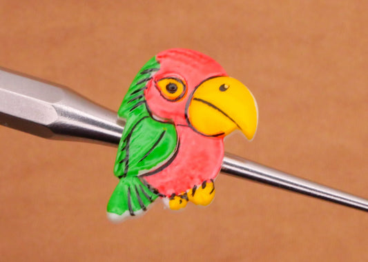 Bird Parrot Red Green Plastic Button 11x17mm