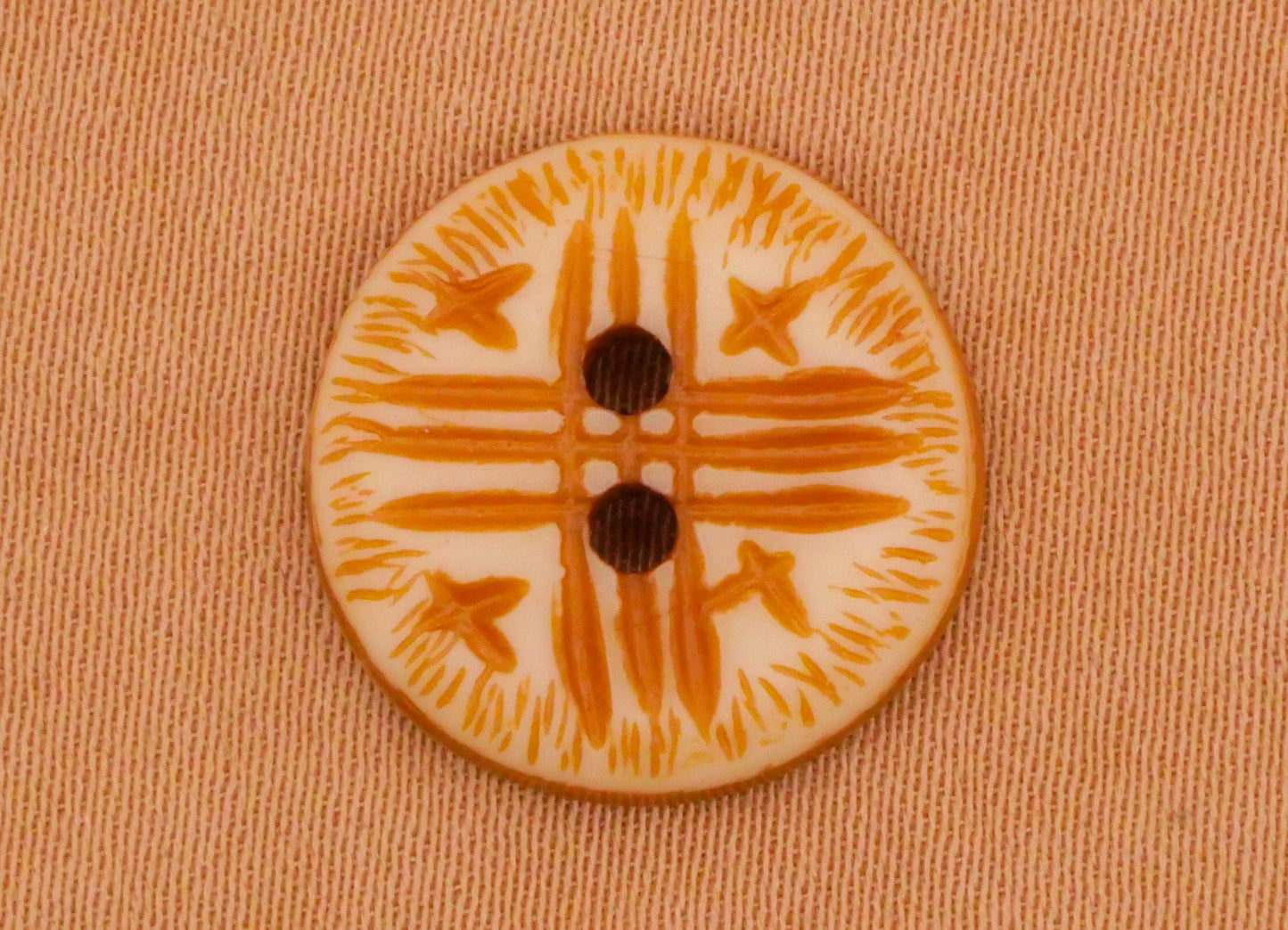 Tribal Looks Like Carved Bone Plastic Set of Three Buttons 15mm