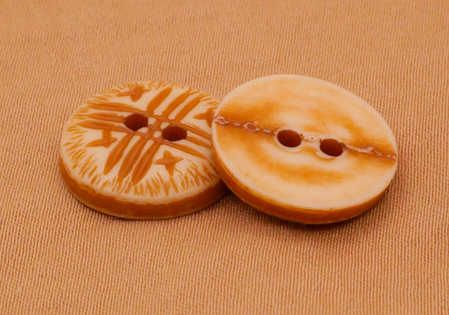 Tribal Looks Like Carved Bone Plastic Set of Three Buttons 15mm