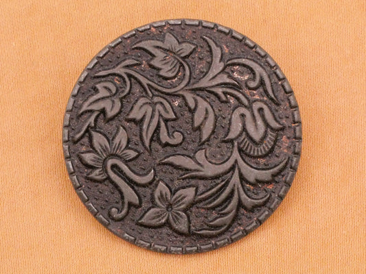 Jungle Flowers Victorian Antique Metal Large Button 34mm