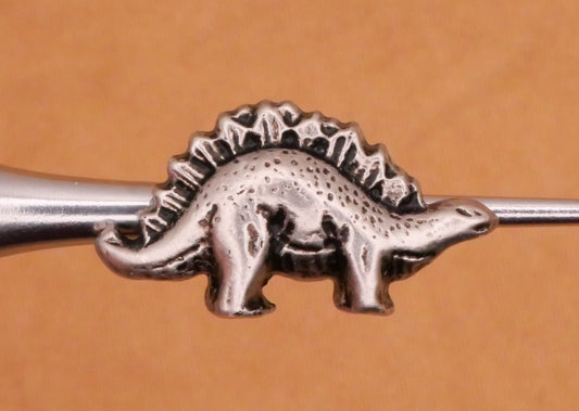 Dinosaur Stegosaurus Realistic Silver Plastic Button 10x17mm