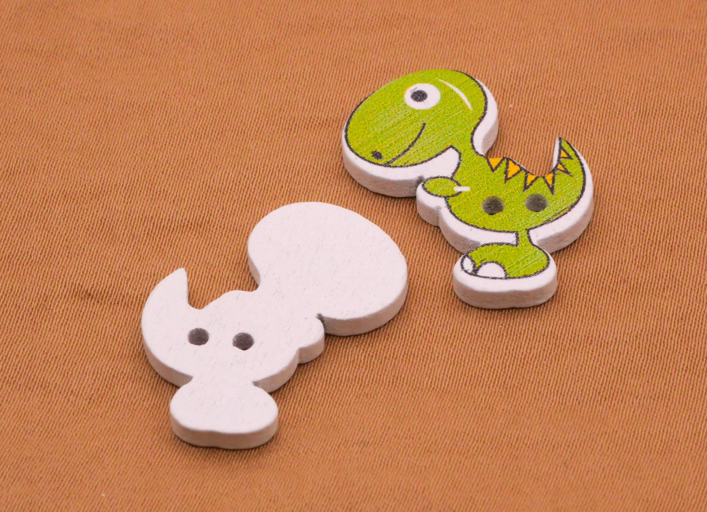 Dinosaur Tyrannosaurus T-Rex Colorful Wood Assorted Set of Four Buttons 16x26mm