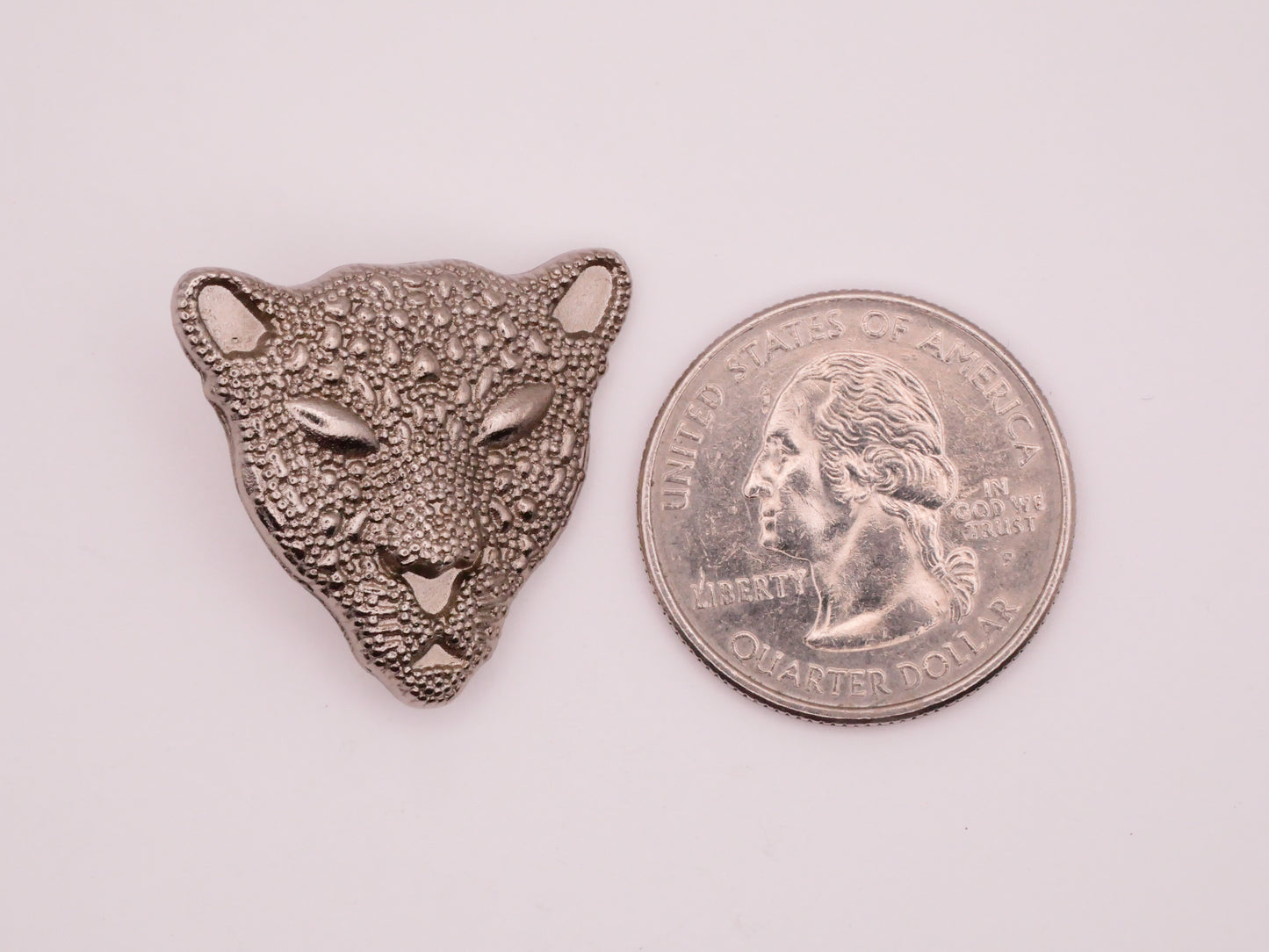 Leopard Jaguar Jungle Cat Textured Silver Metal Button 25x27mm