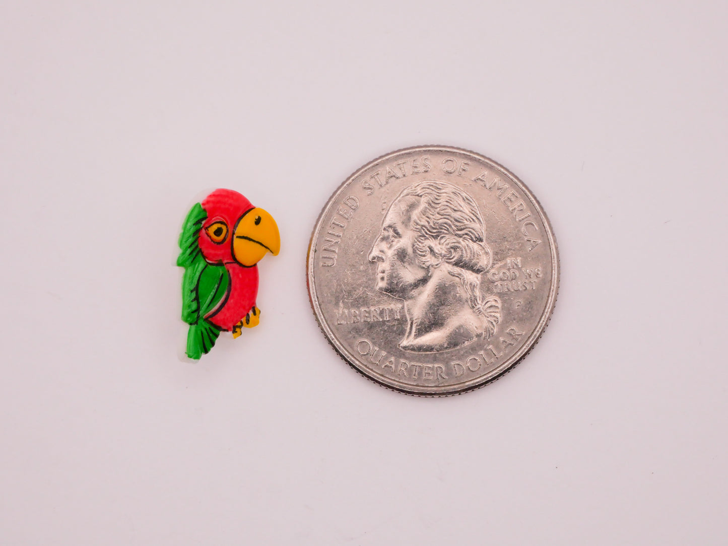 Bird Parrot Red Green Plastic Button 11x17mm