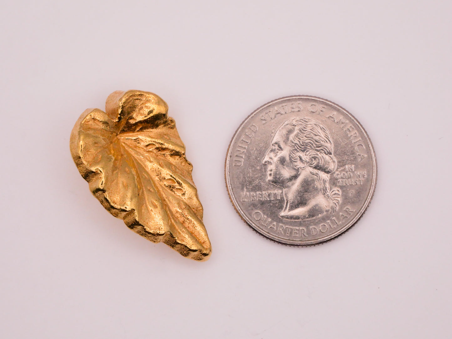 Tropical Leaf Vintage Gold Metallized Plastic Button 19x30mm