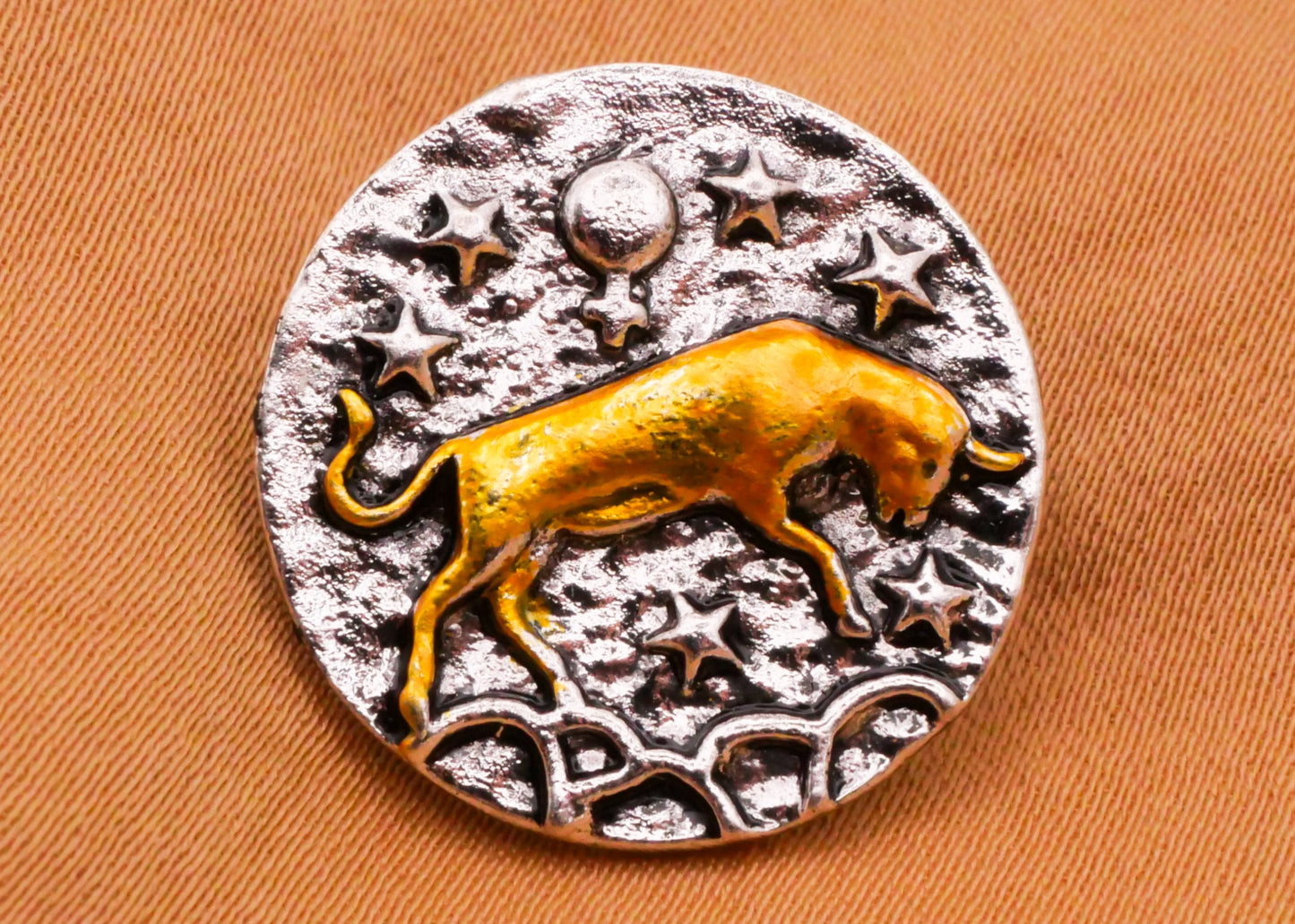 Zodiac Signs Hammered Silver Gold Metal Button Various 20mm