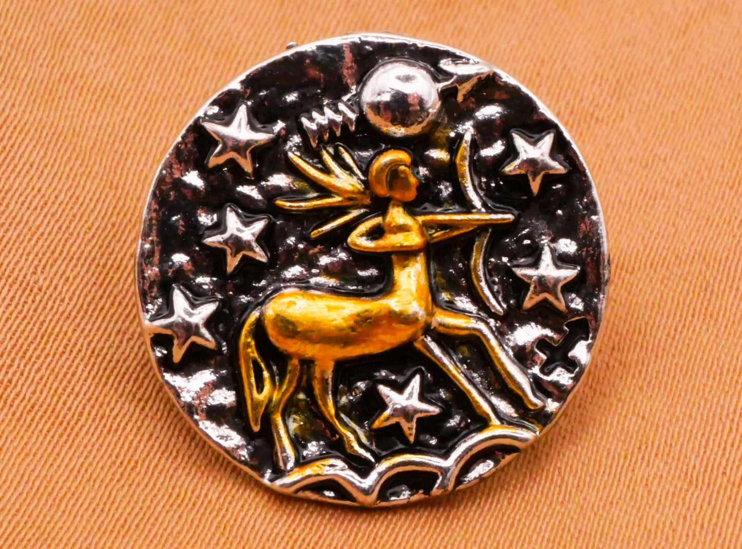 Zodiac Signs Hammered Silver Gold Metal Button Various 20mm